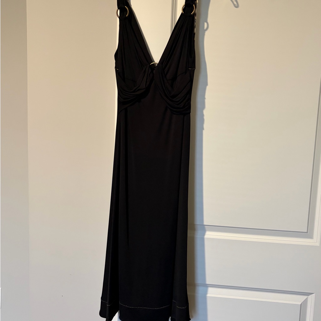 Just Cavalli Black Maxi Dress With Ring Detail